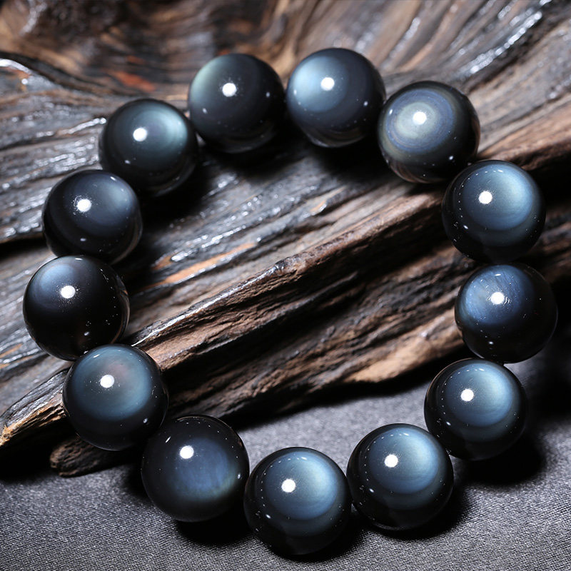 孤品满月蓝眼冰种曜石手链彩虹饰品手串水晶手链