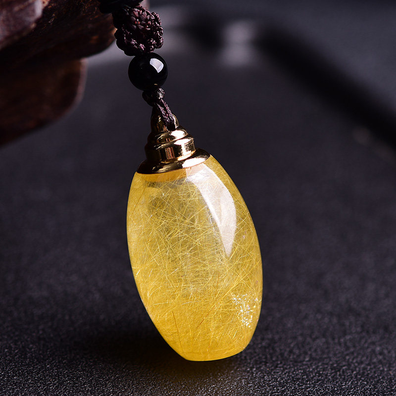 天然发晶钛晶舍利瓶塔吊坠空心瓶子男女项链项坠