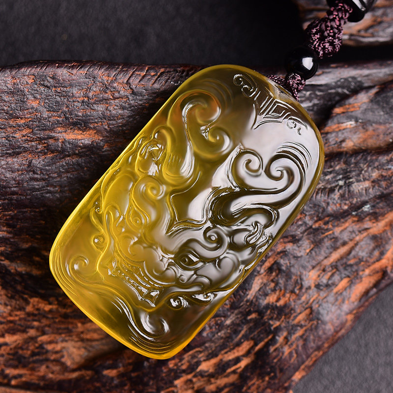 貔貅宫妃天然黄水晶吊坠招财霸王项链饰品男士项坠