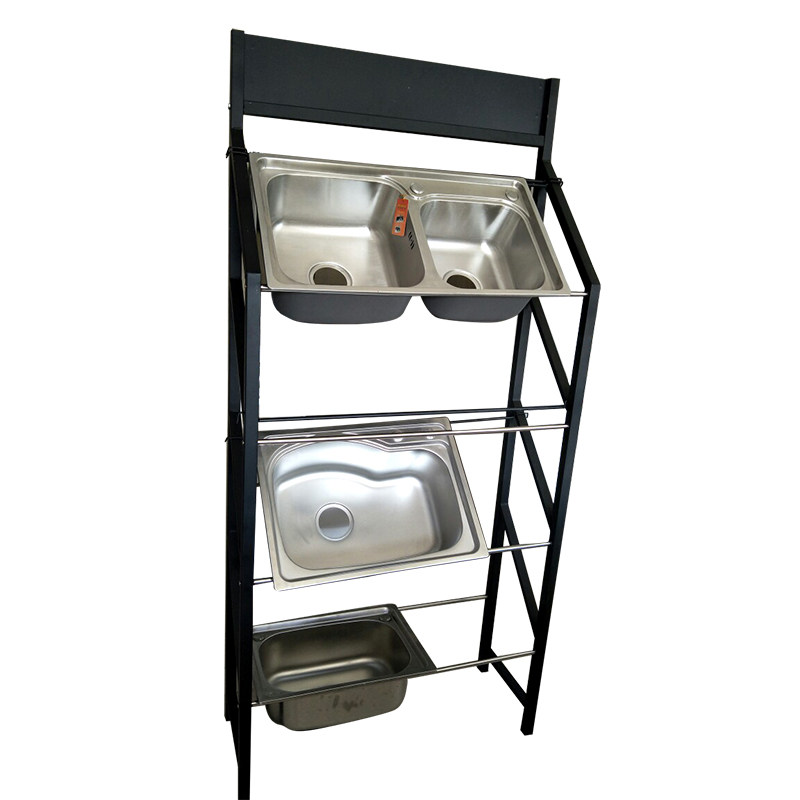 展示架不锈钢双槽洗手盆菜盆单槽水槽手工洁具展架商用展示柜