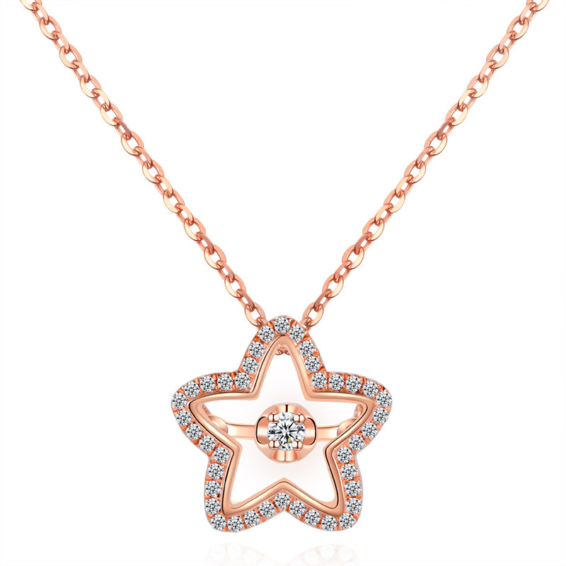 星星钻石项链锁骨18k玫瑰金星星链套链女灵动颈饰