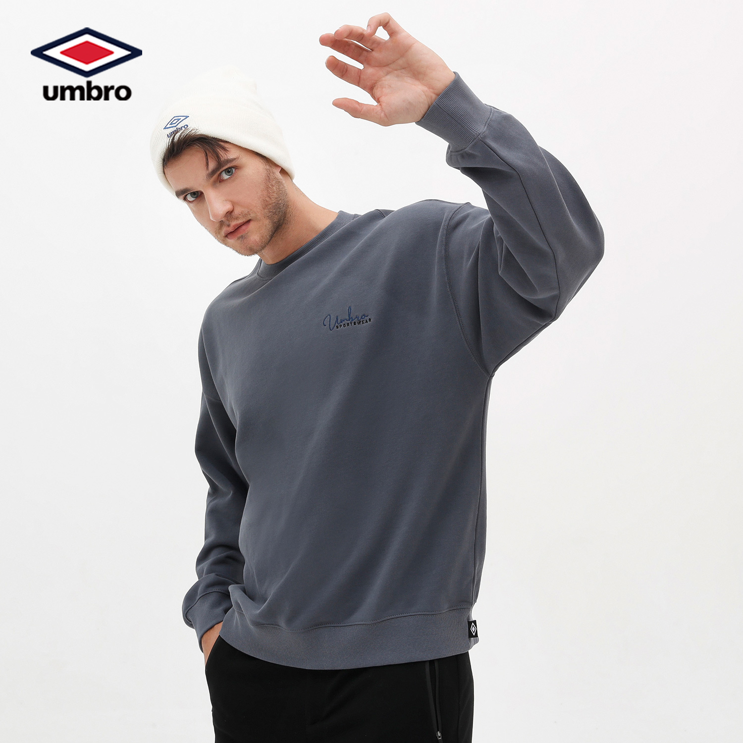 umbro茵宝新款休闲简约男子套头运动纯棉卫衣运动卫衣