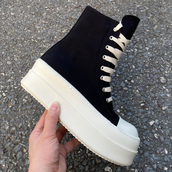 2023ss ເກີບແຟຊັ່ນໃຫມ່ RO FABLED canvas shoes high-top shoes men's shoes thick sole lace-up zipper women's shoes