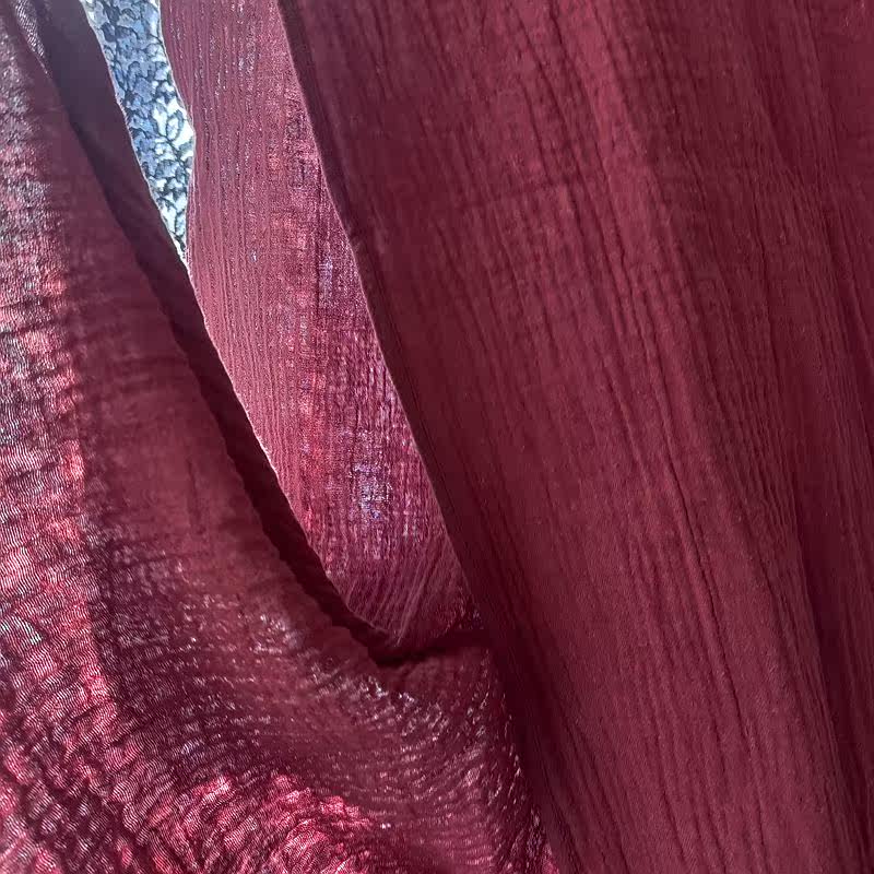 自制纯棉棉布长围巾披肩柔软双层棉做旧褐红微围巾