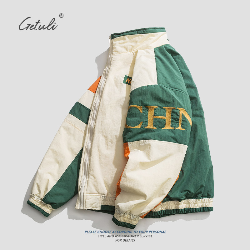 格图力2021秋季休闲薄款夹克男百搭秋冬立领外套潮流美式宽松衣服