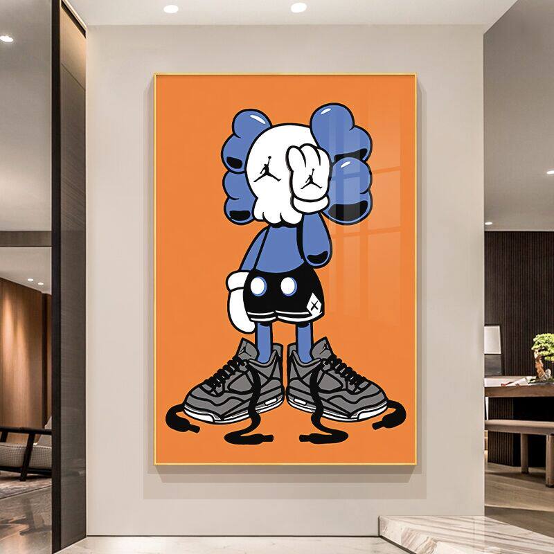kaws装饰画入户玄关潮流潮牌公仔壁画现代简约客厅现代装饰画