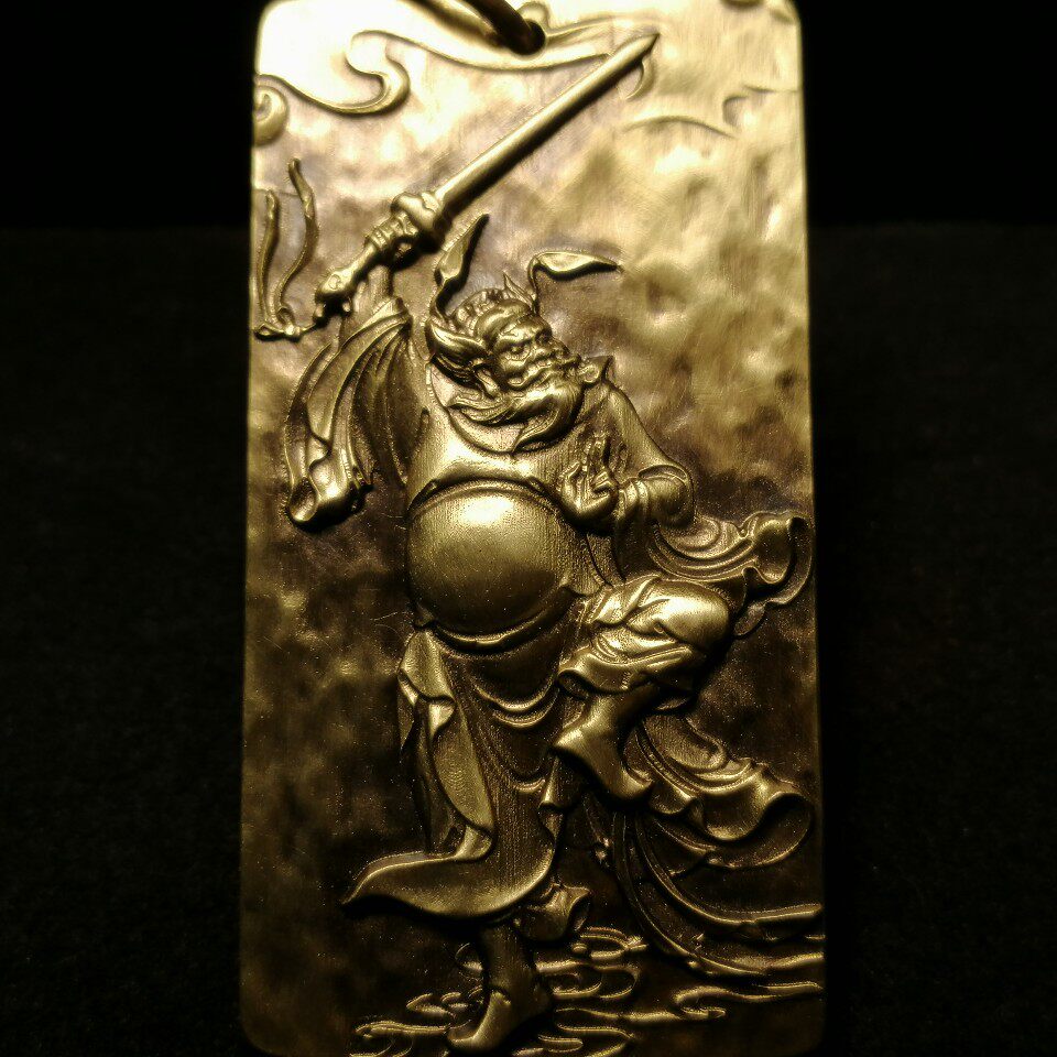 钟馗浮雕古铜吊坠男女通用用款4060霸气方牌项坠