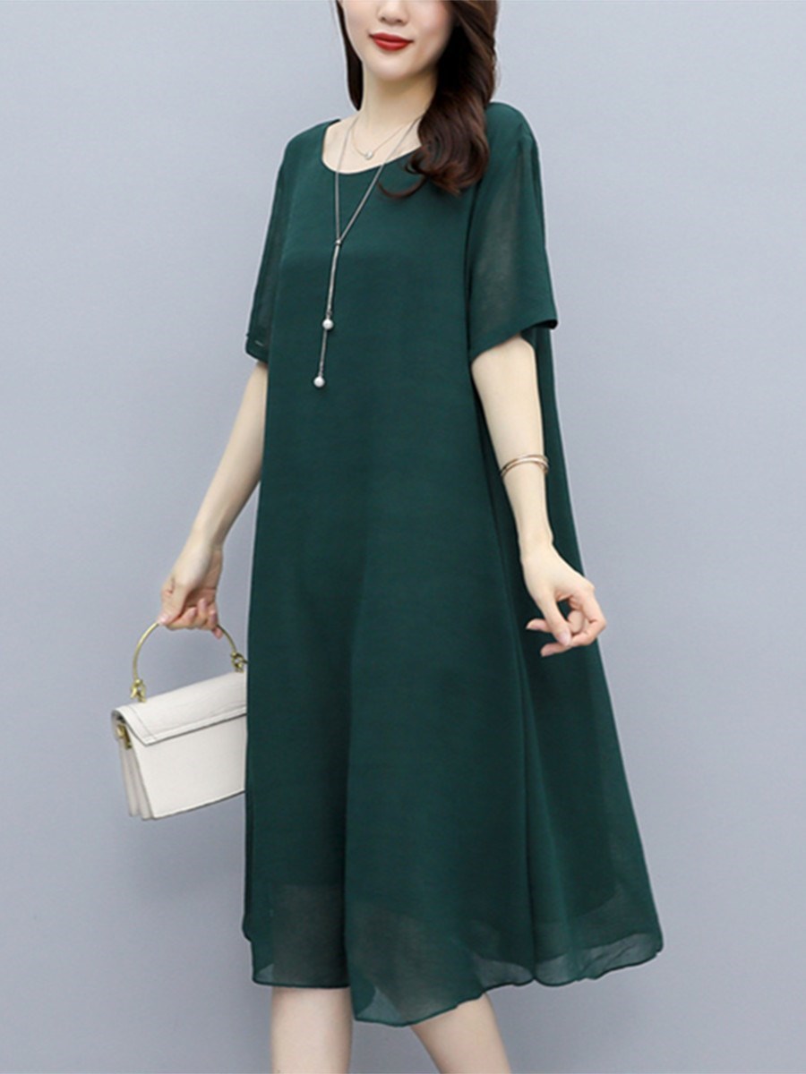 大码连衣裙女贵夫人胖mm加肥显瘦雪纺中年妈妈夏装仿真桑蚕丝裙子