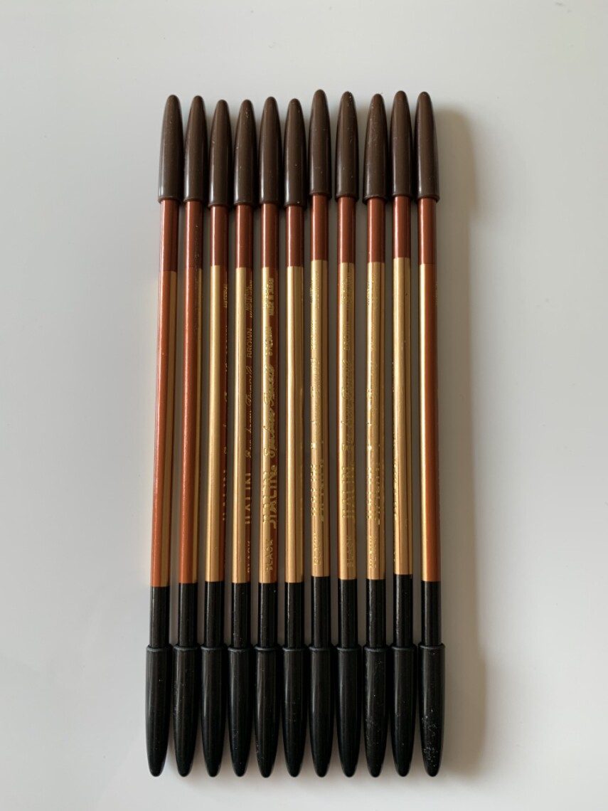 双色防水防汗普通老式眉笔笔式自削木质两头眉笔