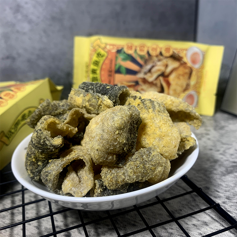 卜奇咸蛋黄鱼皮港味即酥脆鱼皮片约30g办公室即食鱼零食