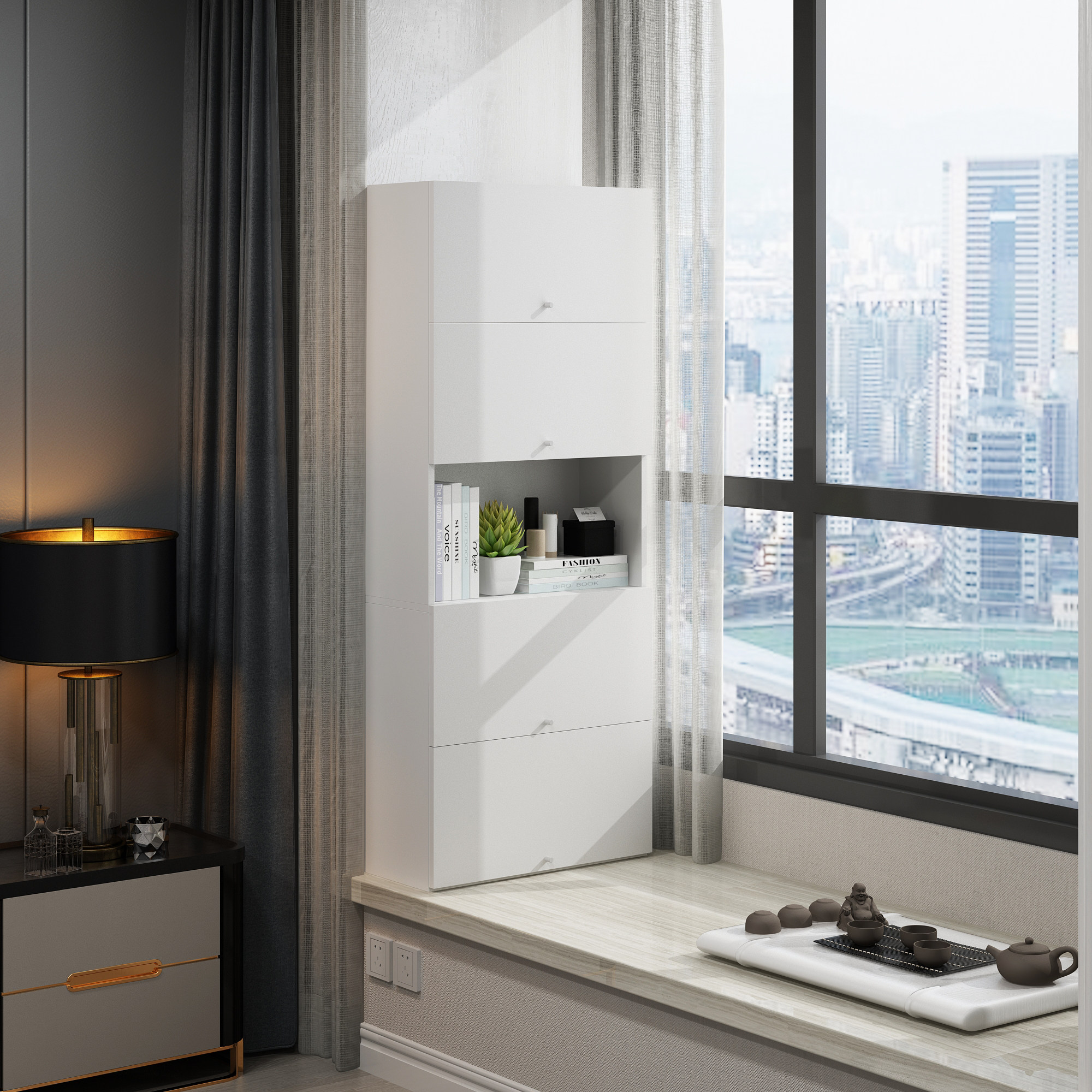 飘窗窗台自由组自由柜子上翻置物架物柜柜储收纳飘窗柜