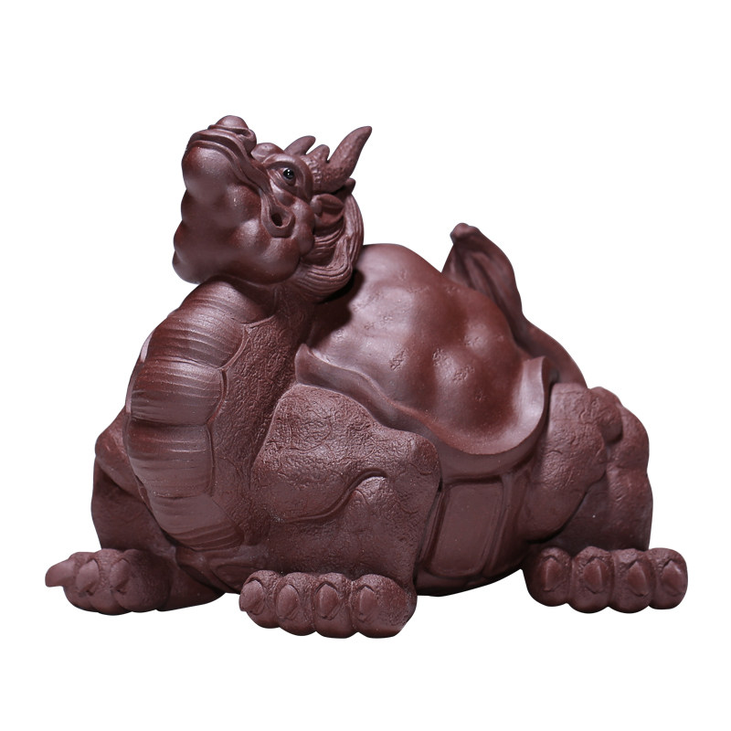 宜兴茶宠摆件精品可养紫砂将军龙龟手工招财茶宠摆件