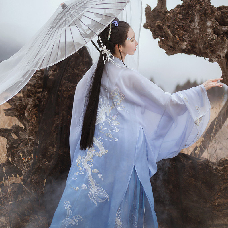 钟灵记龙女齐胸襦裙汉服配广袖大袖衫唐制外套民族服装