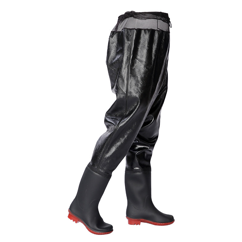 高腰加厚厚皮叉齐防水连体雨鞋半身水裤男透气雨鞋