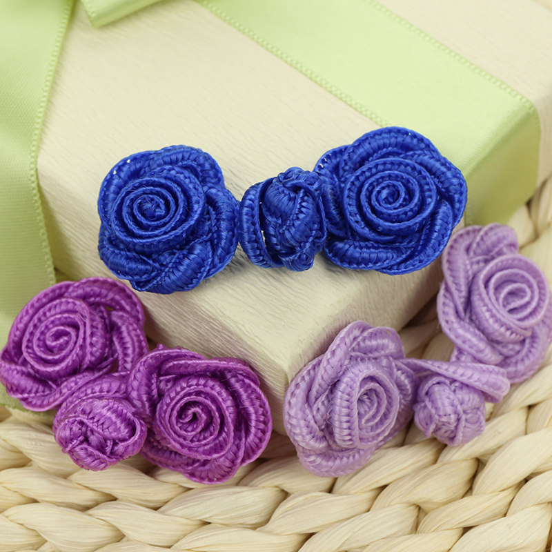 盘扣扣子玫瑰玫瑰花花朵手工编织单色纽扣中式纽扣