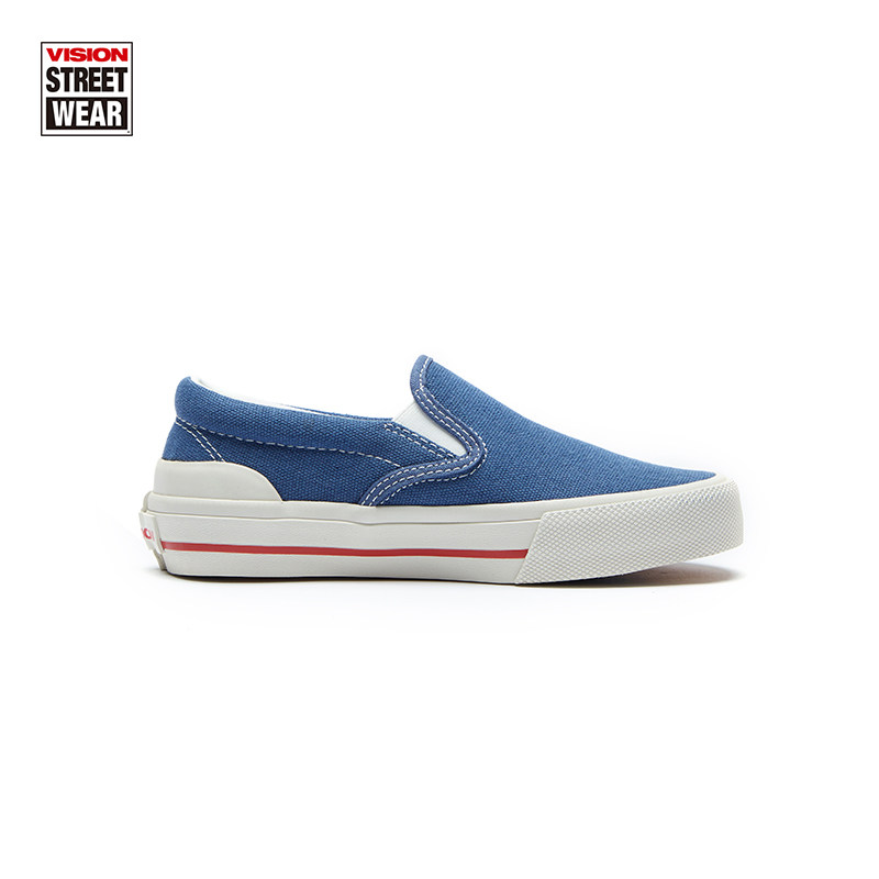 visionstreetwearslipon系列蓝色低帮儿童帆布板鞋