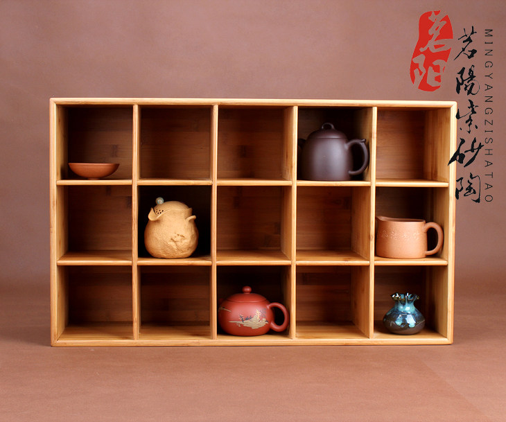 竹木茶柜茶具壶架杯配件收纳搁架展示柜多宝阁格子茶道