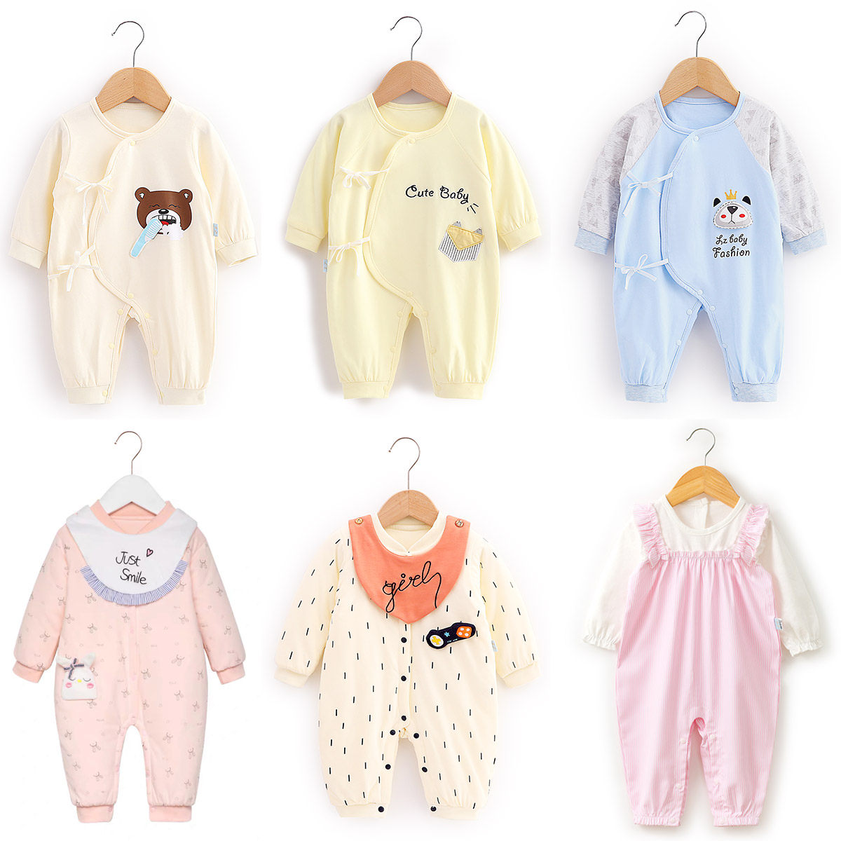 新生婴儿儿衣服连体衣夹棉抱抱衣宝宝纯棉和尚服初生套装哈衣春季