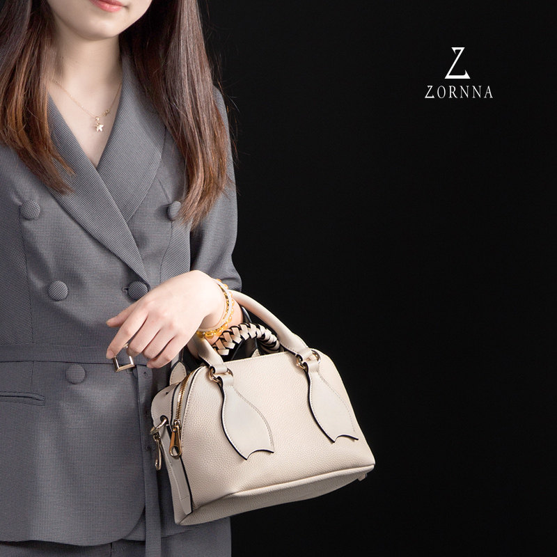 zornna真皮女包中号手提包头牛皮女士女士包袋
