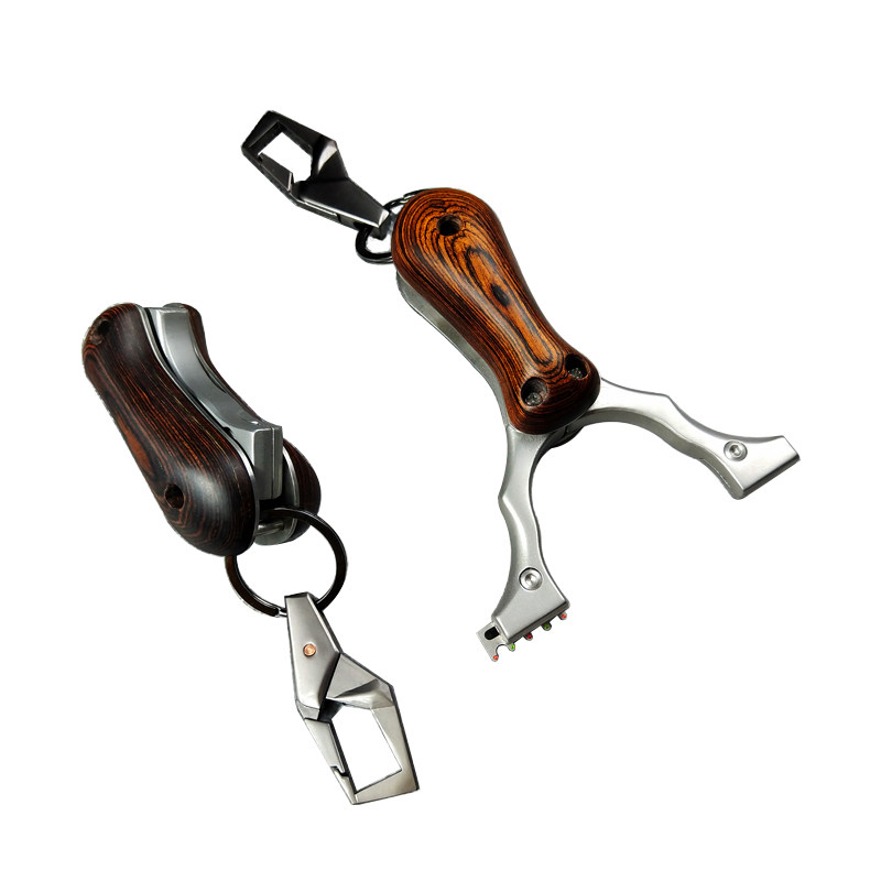 户外扁皮弓弹架 专业不锈钢精准弹工 竞技大威力美国口袋折叠弹弓