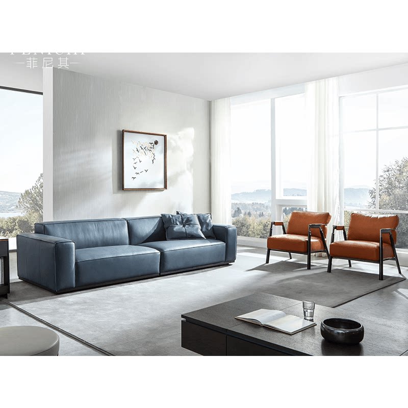 菲尼菲尼其其意式极简头层牛皮沙发真皮大户户型皮艺沙发