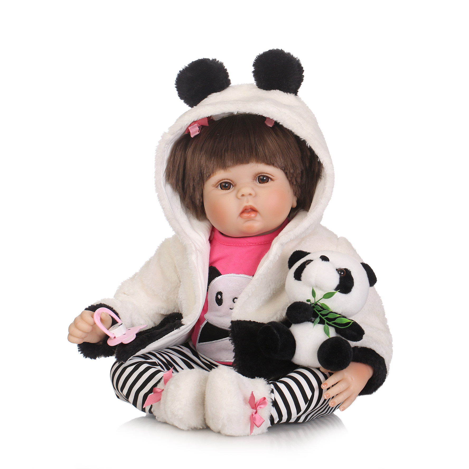 仿真中国娃娃熊猫宝宝萌萌哒可爱爱婴儿软胶逼真洋娃娃女孩娃娃
