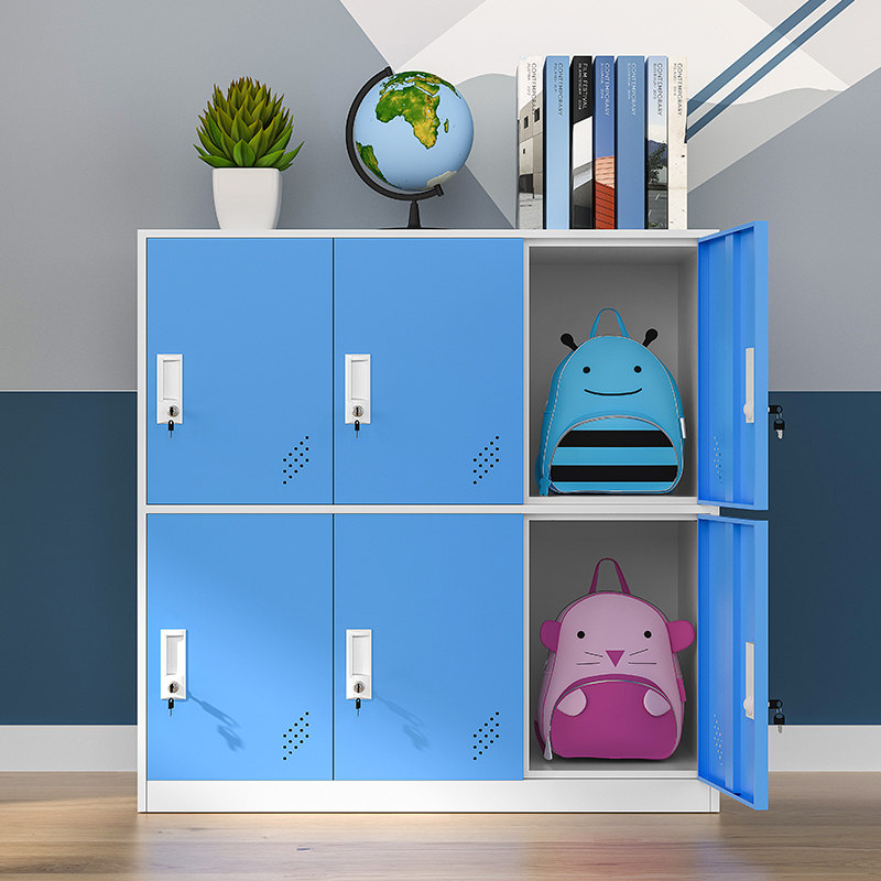 彩色书包柜学生教室储物柜收纳柜矮柜钢制书柜更衣柜铁皮柜带锁