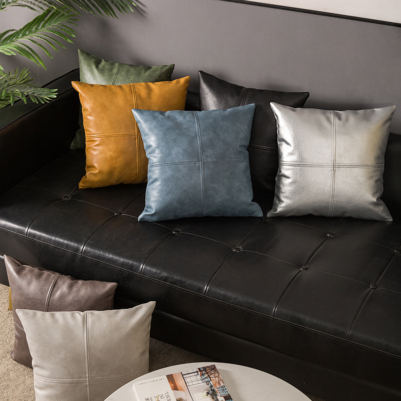 高档纯色皮抱枕靠垫皮沙发抱枕皮靠垫皮靠枕pu仿皮抱枕仿真皮靠垫