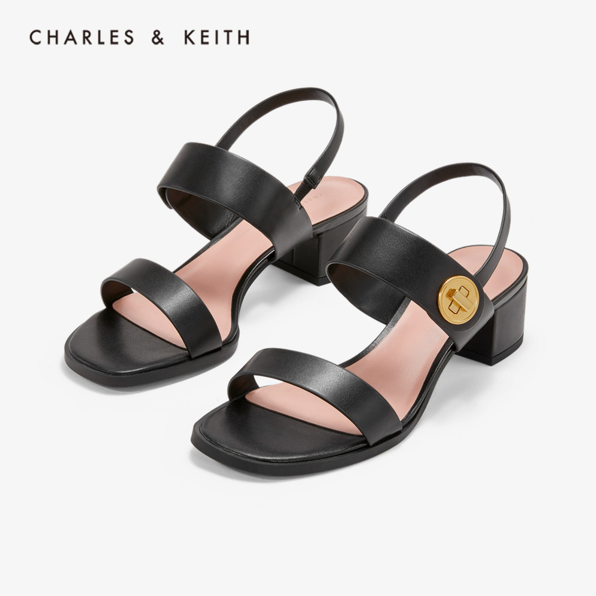 charles&keith凉鞋ck1-60361174双袢带饰女士露趾凉鞋