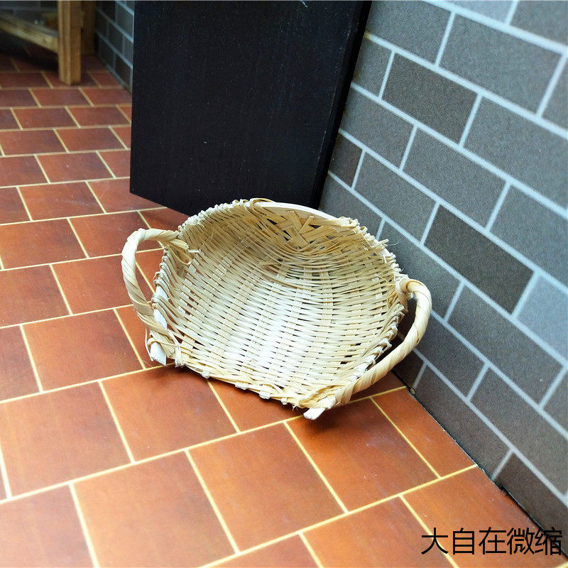 潮州沙箕双耳小簸箕竹编迷你筛子农家用具装饰竹编