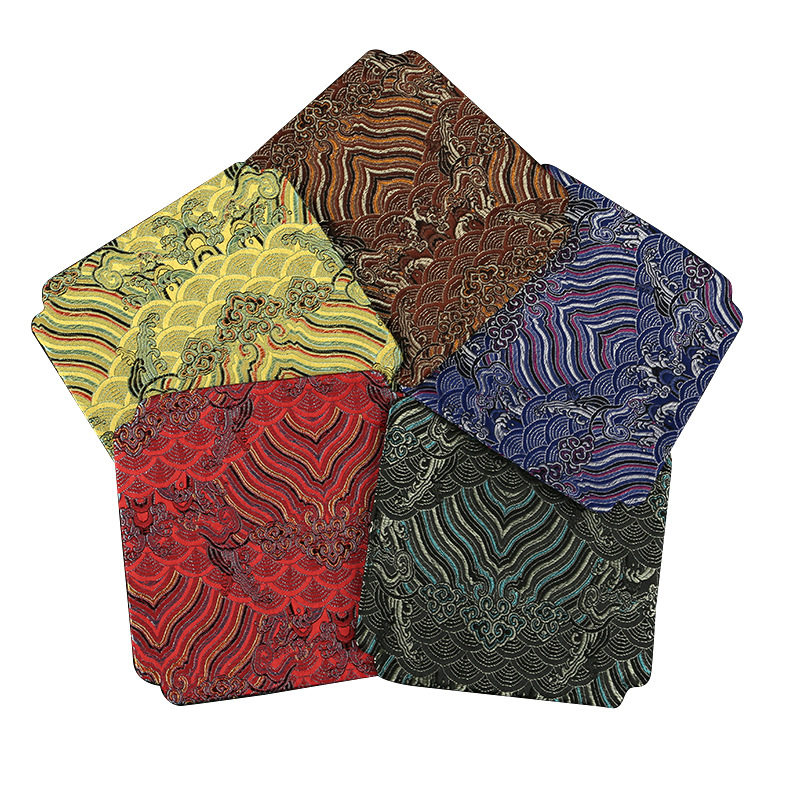 织锦布茶杯垫正方六角形茶垫隔热日式复古刺绣茶道