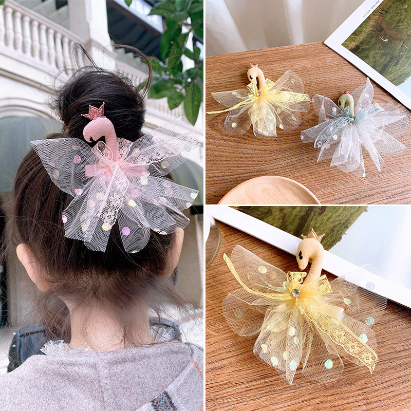儿童网纱公主发饰可爱天鹅发夹头饰发饰