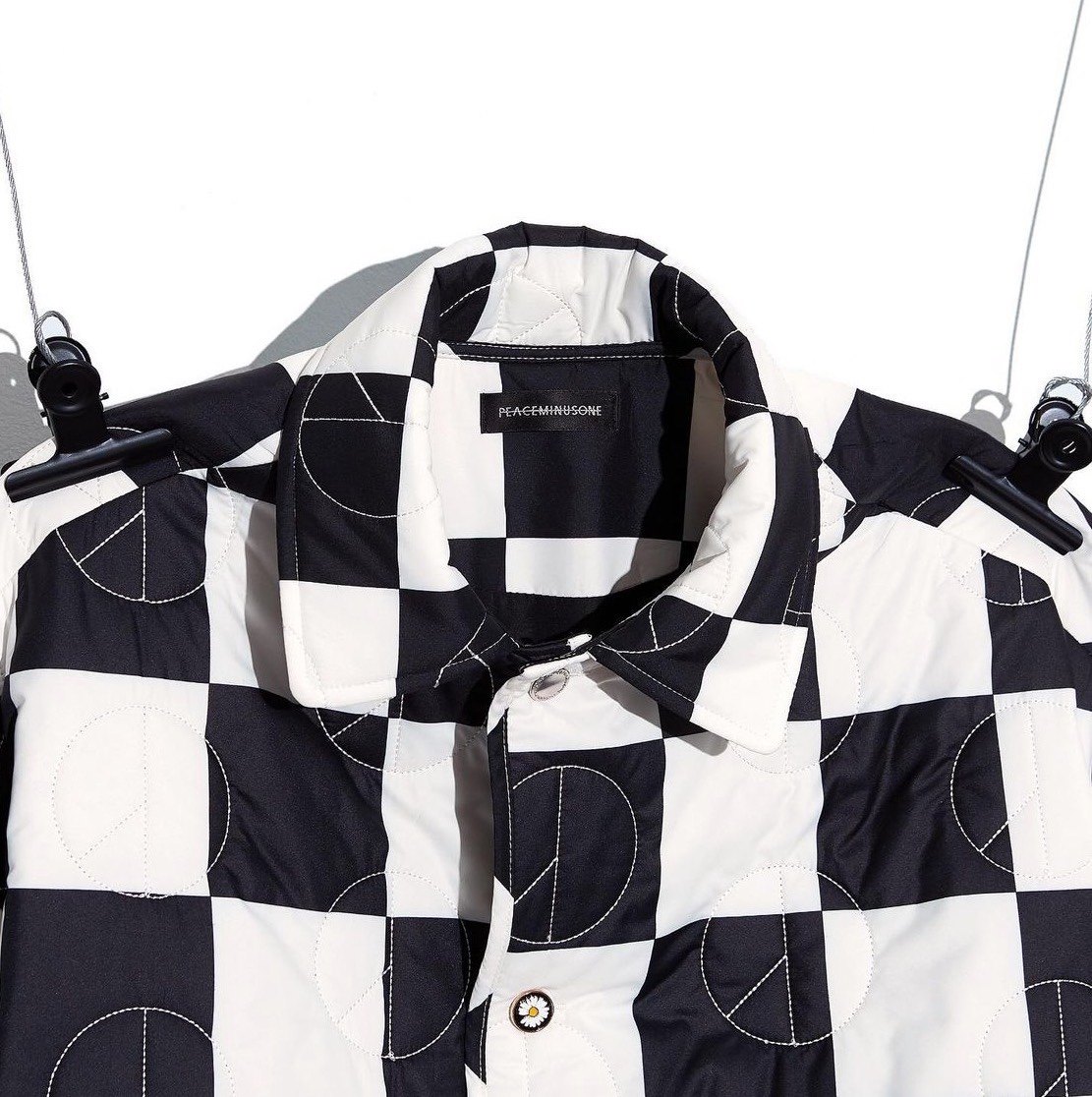 peaceminusone周年五周年黑白黑白棋棋盘格棉服外套夹克夹克