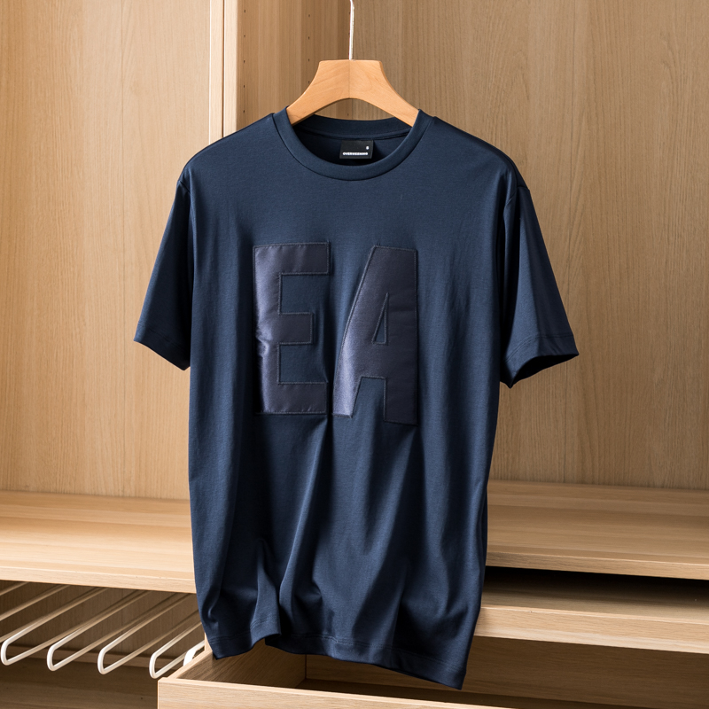 自留~柜1400！意大利高端奢级水柔棉！男士贴布绣纯棉圆领短袖T恤