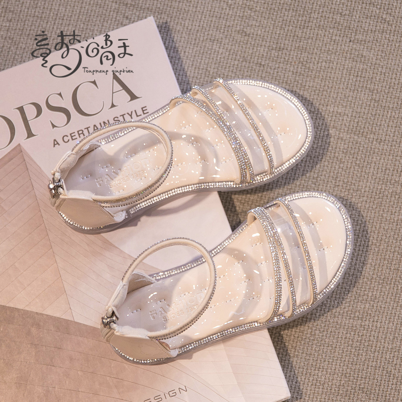 女童罗马凉鞋2022年夏季新款童鞋韩版水钻公主凉鞋