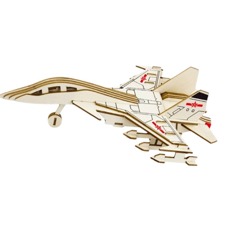 j15积木战斗木质飞机模型立体拼图手工岁以上拼图