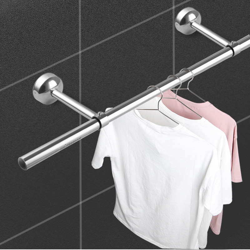 不锈钢吊顶晾衣阳台顶装简易单杆直杆型固定打孔晾衣杆