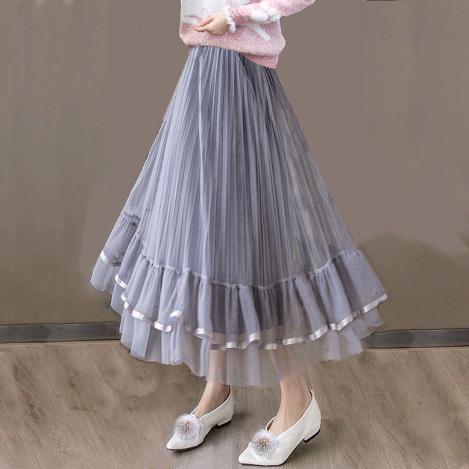 抖音夏季新汉古风超仙女半身裙女裙绣花网纱裙半身长裙刺绣纱裙