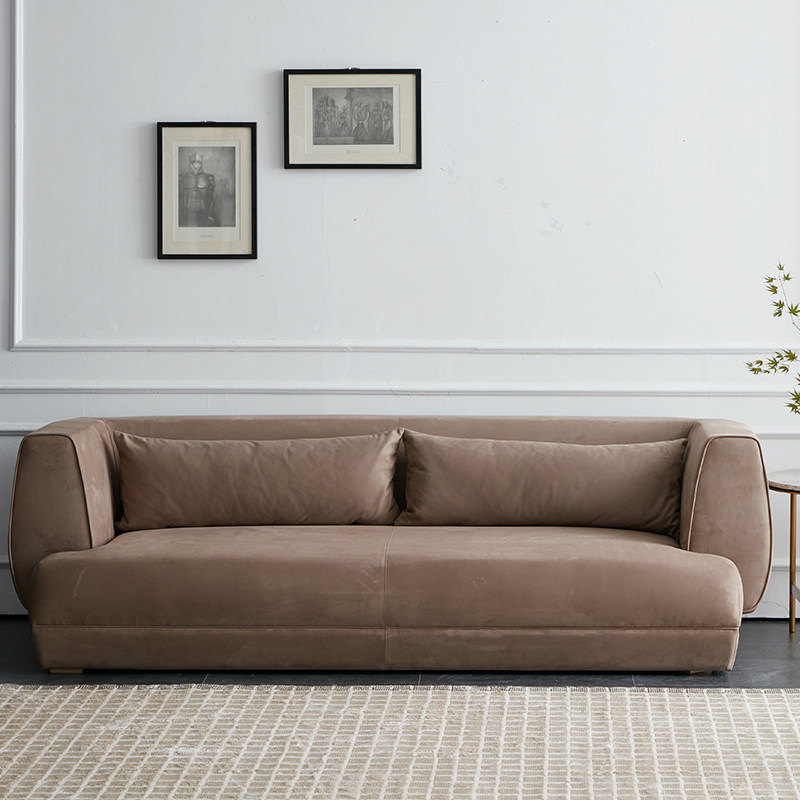 几象意式轻奢绒布沙发客厅三人位布艺沙发北欧现代复古麂皮绒沙发