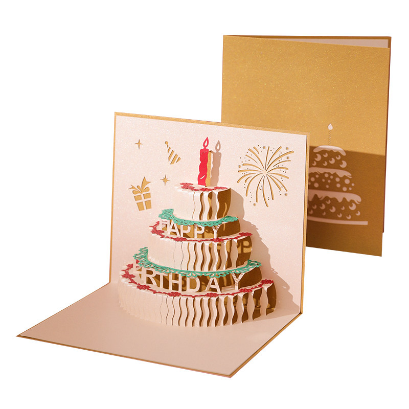 情人节贺卡立体创意生日卡生日蛋糕礼物祝福高档小卡贺卡