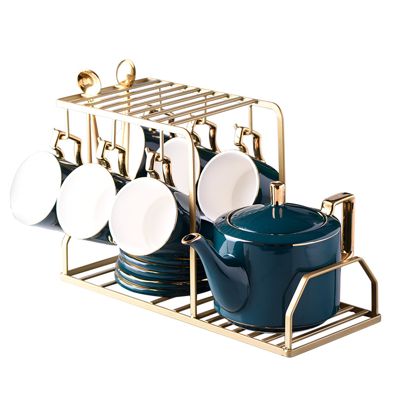 歌硕 欧式咖啡杯具套装简约小奢华陶瓷杯英式下午茶茶具家用客厅 - 歌