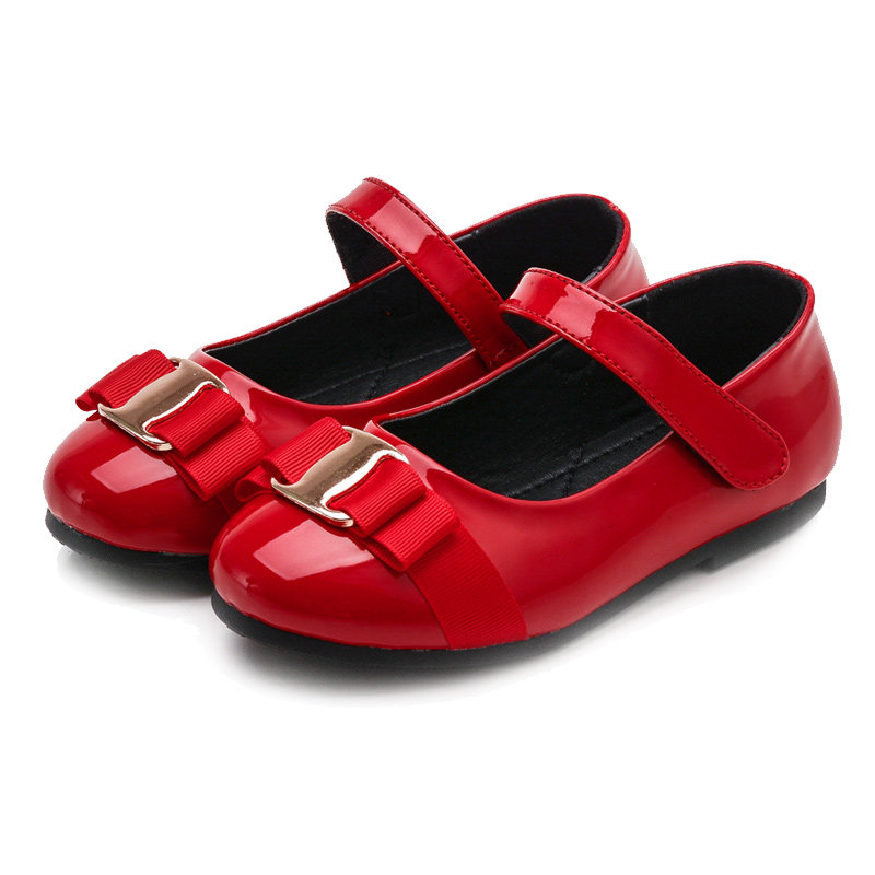 女童红色皮鞋公主2021春季新款英伦风百搭儿童皮鞋