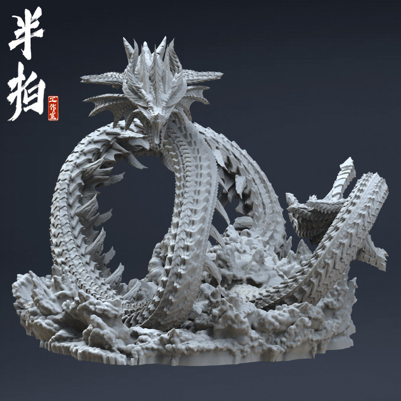 高精度3d打印图纸深海巨龙雕像摆件gk树脂3d打印服务