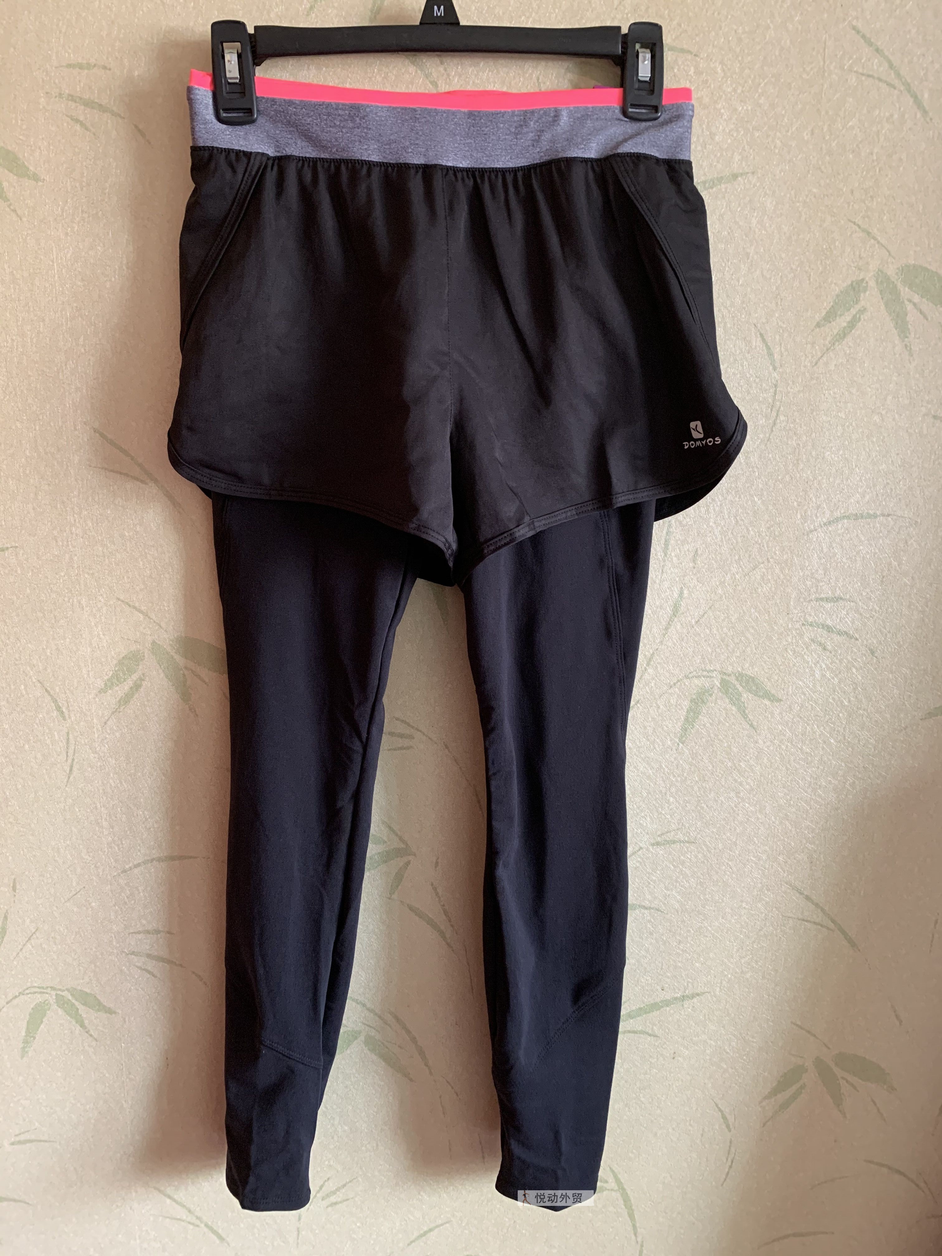 运动裤女春秋高腰弹力假两件健身裤速干透气瑜伽紧身大码跑步长裤