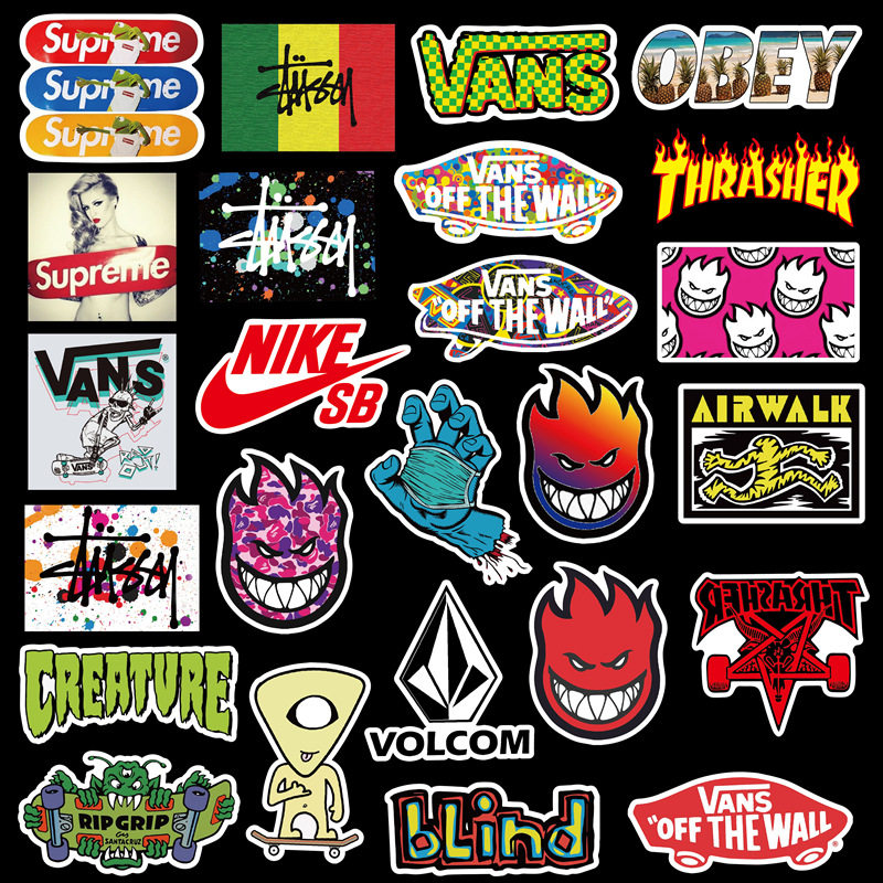 滑板背面贴纸品牌logo贴画潮流欧美涂鸦板仔笔记本个性小贴纸