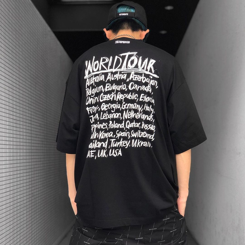 维特vetements世界巡回城市坐标涂鸦字母短袖男女女款t恤