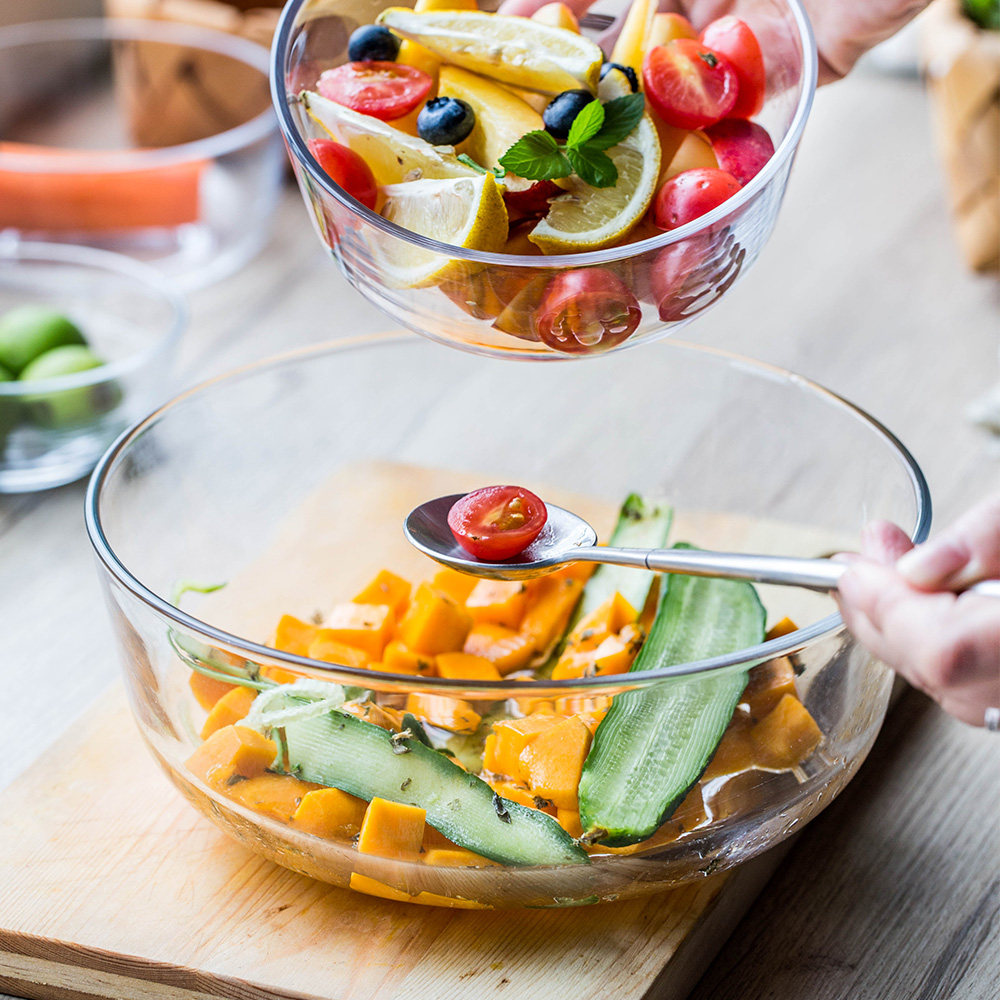 摩登主妇家用水果沙拉碗创意透明水晶玻璃碗甜品碗小碗蔬菜麦片碗
