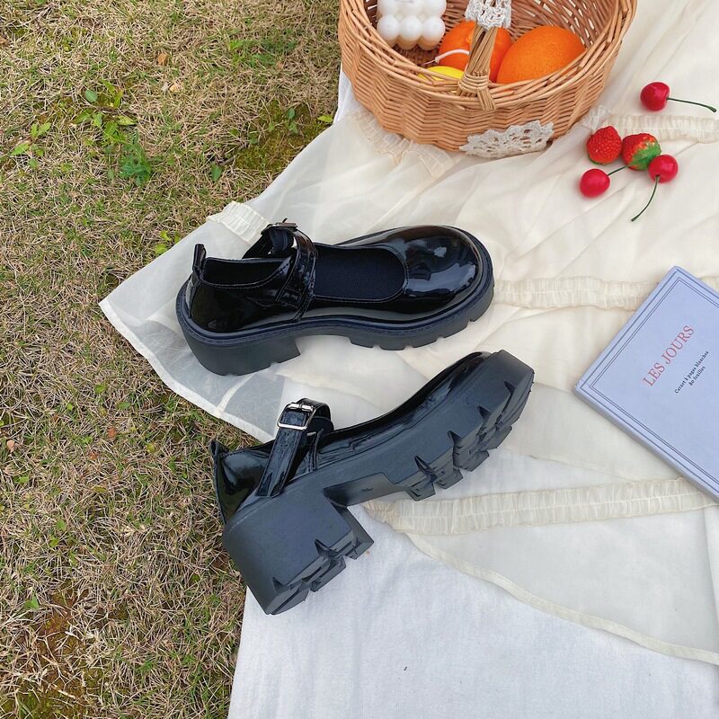 可爱萝莉塔的哥特风厚底玛丽珍鞋辣妹夏天jk鞋子夏季增高跟lolita