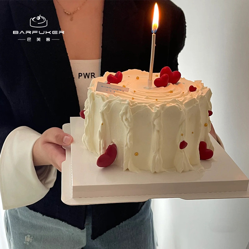 巴芙ins简约情侣订婚结婚纪念日定制网红生日蛋糕新鲜生日蛋糕