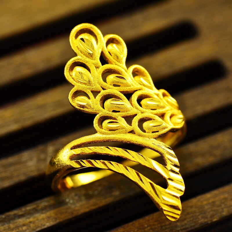 新款越南沙金18k女士凤尾花戒指不褪色过敏靓丽戒指